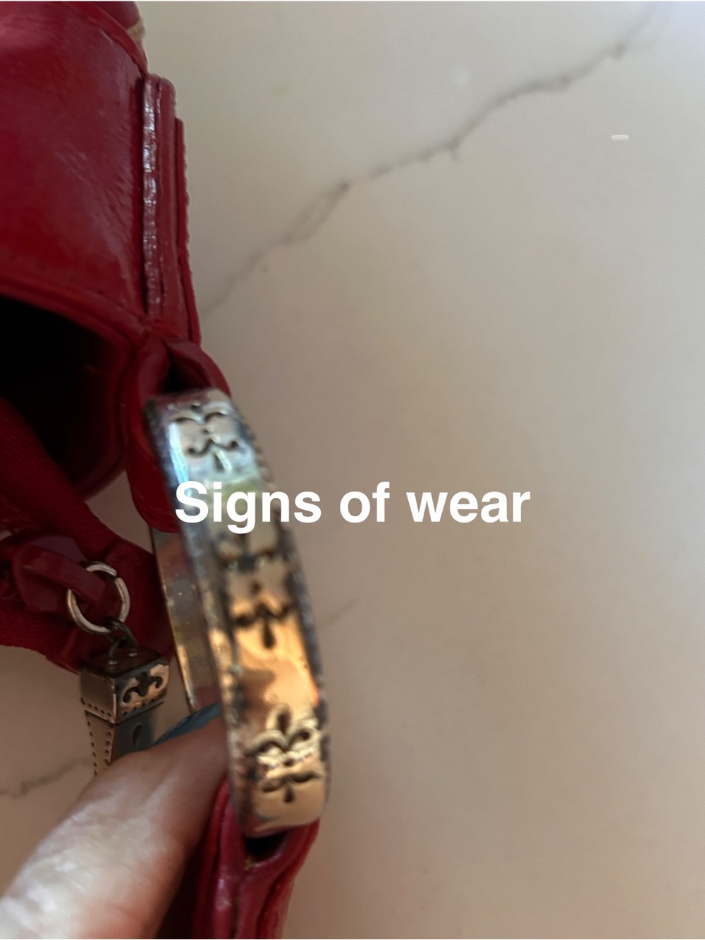 Vintage - Brighton Red-Trim Leather Woven Shoulder Bag - Picture 4 of 16